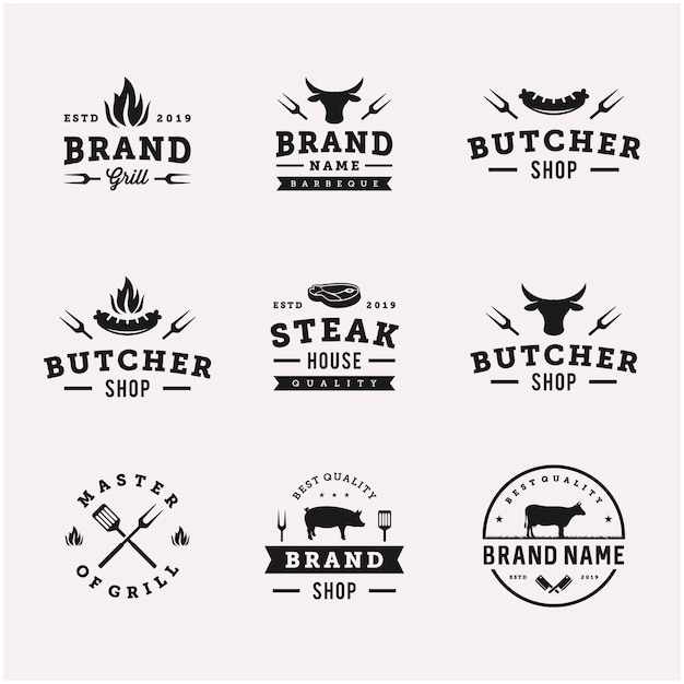 modelo de design de logotipo de vetor de comida de churrasco / churrasco
