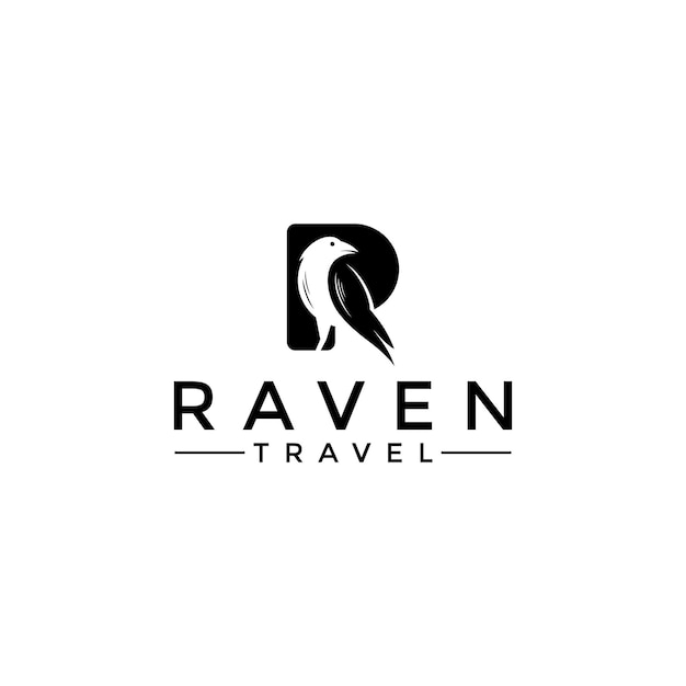 Vetor modelo de design de logotipo de viagem da raven