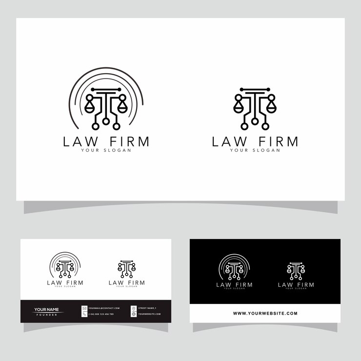 Vetor modelo de design de logotipo digital para escritório de advocacia premium