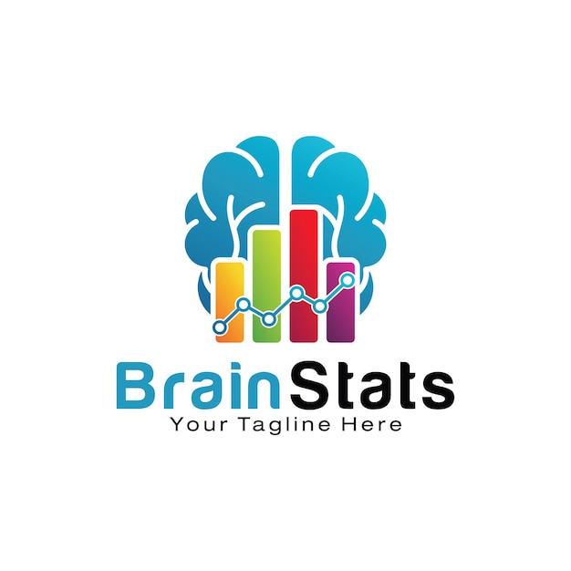 Vetor modelo de design de logotipo do brain stats