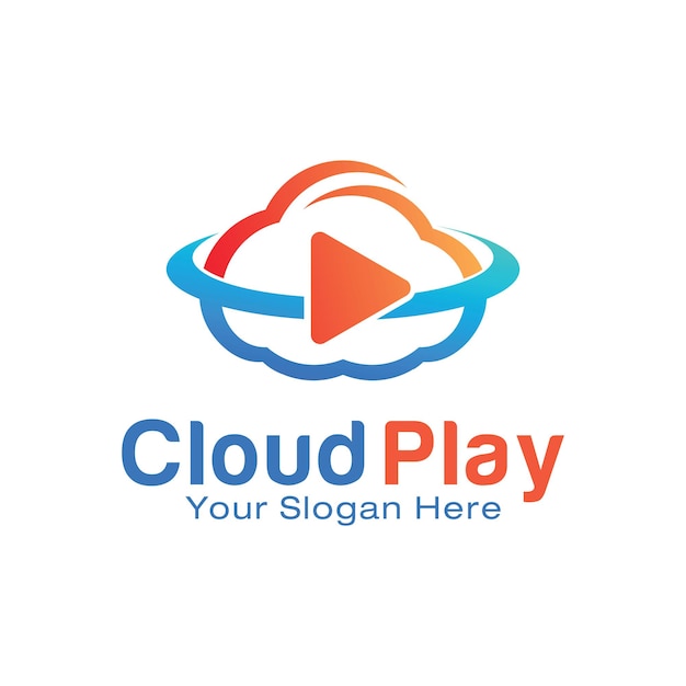 Modelo de design de logotipo do cloud play