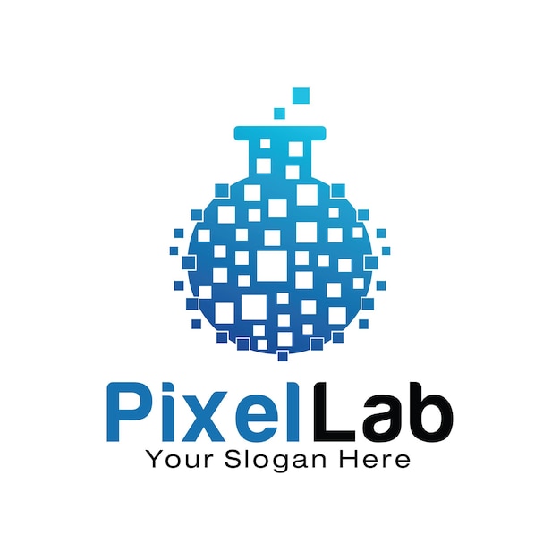 Modelo de design de logotipo do pixel lab