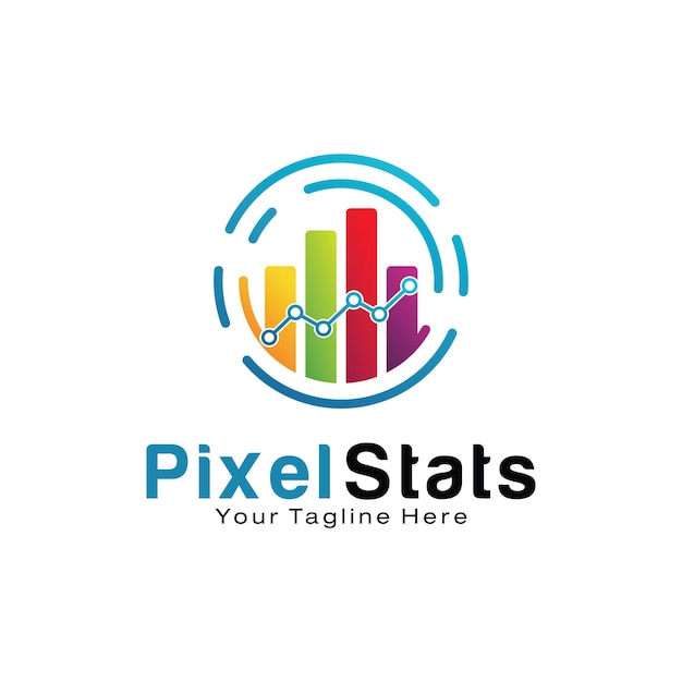 Vetor modelo de design de logotipo do pixel stats