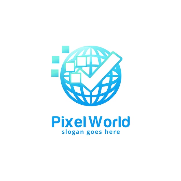 Modelo de design de logotipo do pixel world