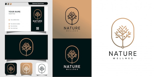 Modelo de design de logotipo e cartão de natureza, beleza, saúde, spa, ioga