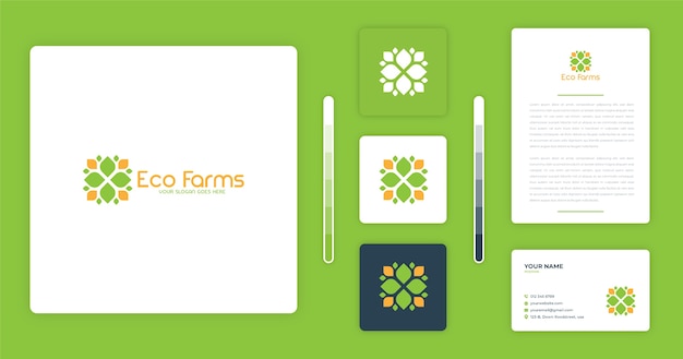 Modelo de design de logotipo eco farms