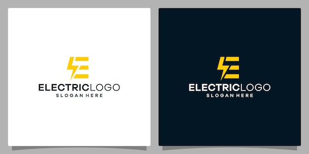 Modelo de design de logotipo elétrico logotipo de relâmpago com design de logotipo de símbolo letra e vetor premium