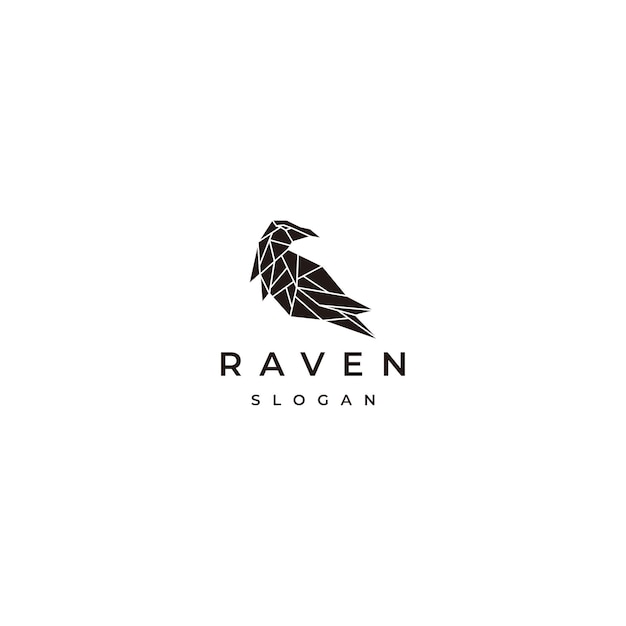 Vetor modelo de design de logotipo geométrico raven