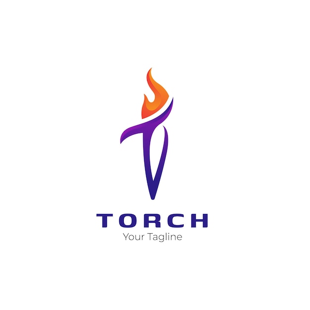 Modelo de design de logotipo gradiente de tocha e fogo