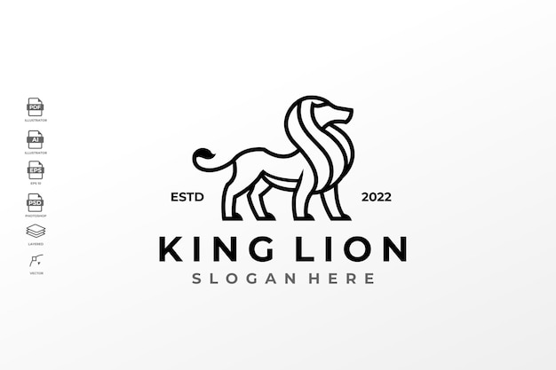 Modelo de design de logotipo gráfico de leão heráldico de arte de linha de luxo