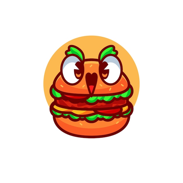 Modelo de design de logotipo happy burger com detalhes fofos