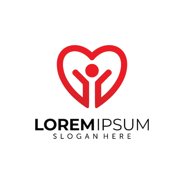 Modelo de design de logotipo heart care