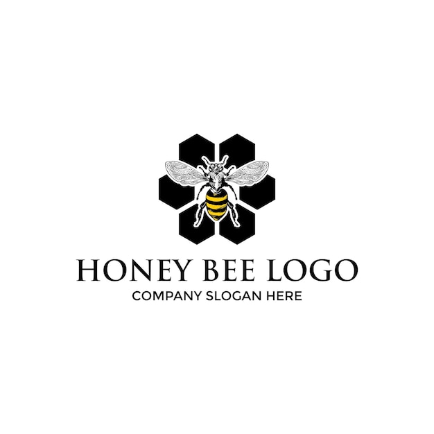 Vetor modelo de design de logotipo honey bee
