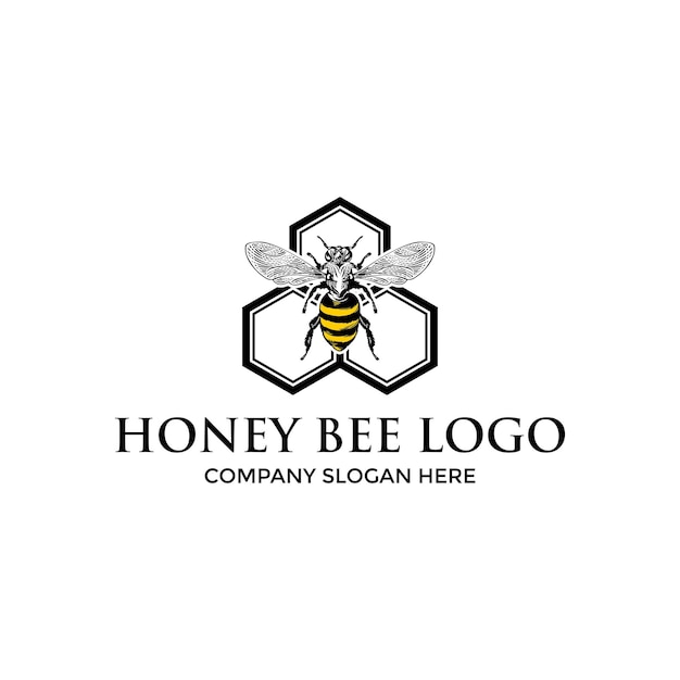 Vetor modelo de design de logotipo honey bee