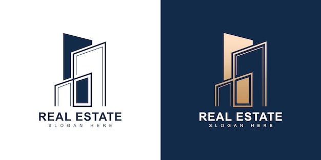 Modelo de design de logotipo imobiliário dourado