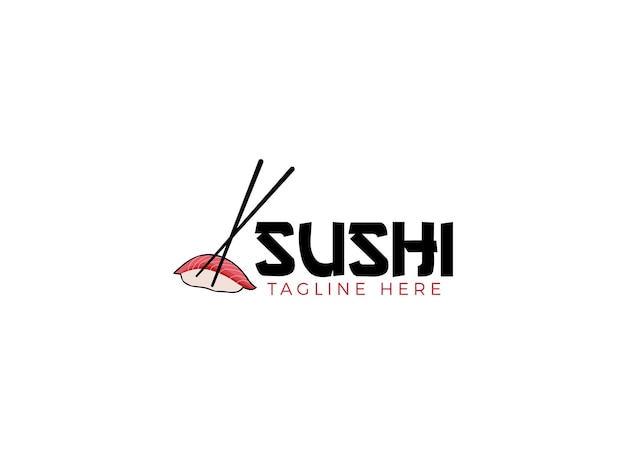 Modelo de design de logotipo japonês de frutos do mar e sushi.