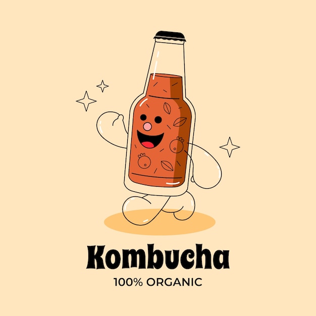 Vetor modelo de design de logotipo kombucha