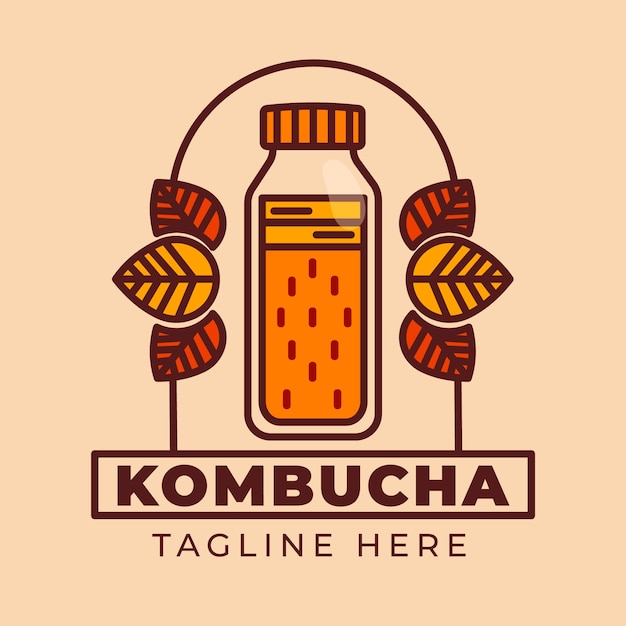 Vetor modelo de design de logotipo kombucha