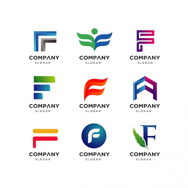 Modelo de design de logotipo letra f