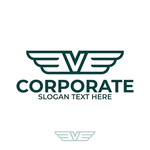 Modelo de design de logotipo letra v ilustração simples de asas badge emblem wings conceito de design de logotipo