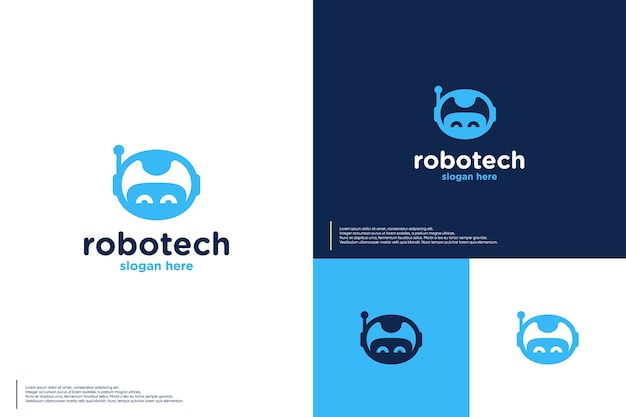 Vetor modelo de design de logotipo mecânico de tecnologia robótica minimalista