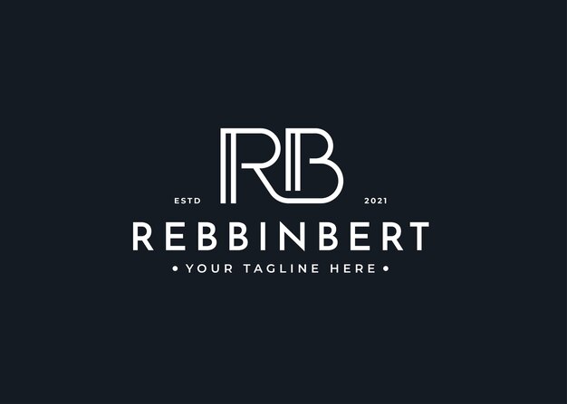 Modelo de design de logotipo minimalista de letras rb