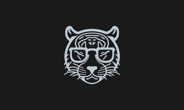 Modelo de design de logotipo minimalista simples de tigre geek fofo de uma linha