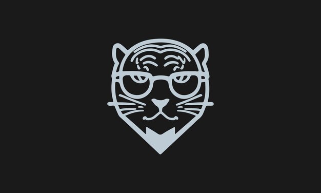 Modelo de design de logotipo minimalista simples de tigre geek fofo de uma linha