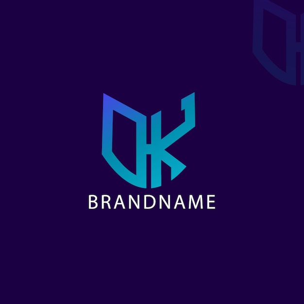 Vetor modelo de design de logotipo ohk de letra inicial de monograma moderno