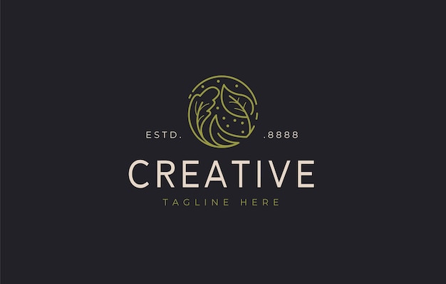 Modelo de design de logotipo para salada de folhas de comida vegetariana