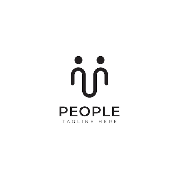 Modelo de design de logotipo people connect etiqueta de recursos humanos vetorial com ícones de pessoas