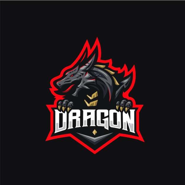 Vetor modelo de design de logotipo red dragon esport