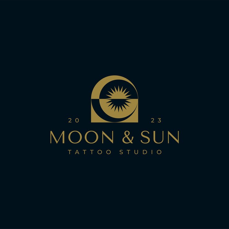 Vetor modelo de design de logotipo simples da lua e do sol