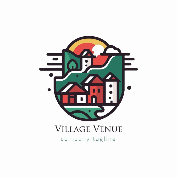 Vetor modelo de design de logotipo simples de casa de campo design de ilustração vetorial de logotipo de vila