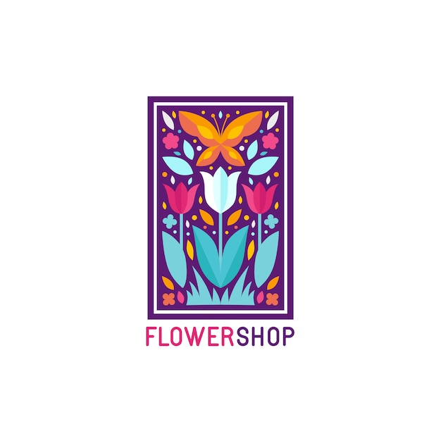 Modelo de design de logotipo simples e elegante de vetor em estilo moderno simples - emblema abstrata para loja floral