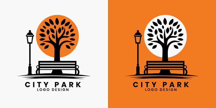 Vetor modelo de design de logotipo vetorial de folha de árvore natural do parque da cidade verde