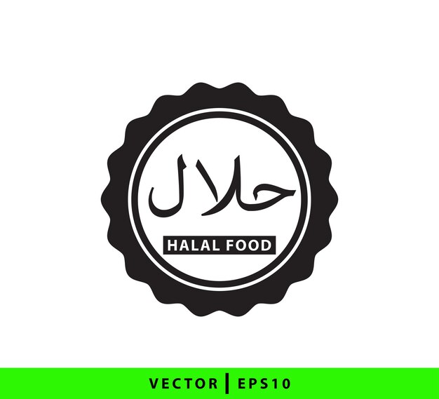 Vetor modelo de design de logotipo vetorial de ícone halal de estilo plano