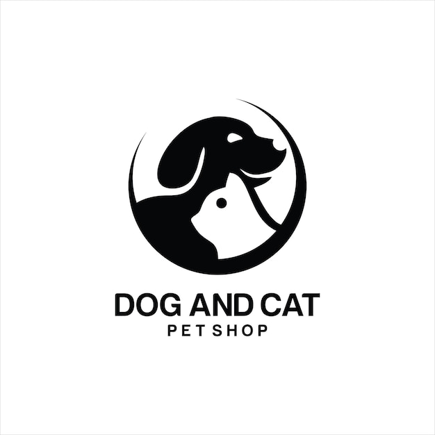 Modelo de design de logotipo vetorial para pet shop modelo de logotipo vetorial com gato e cachorro