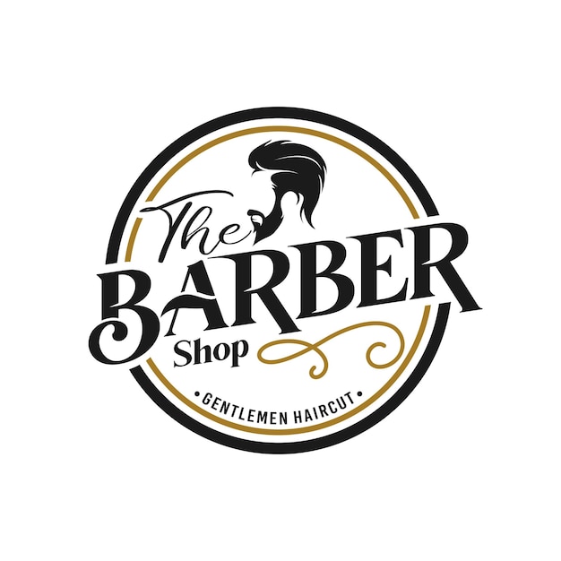 Modelo de design de logotipo vintage de barbearia