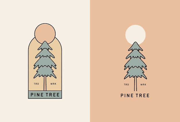 Modelo de design de logotipo vintage de pinheiro