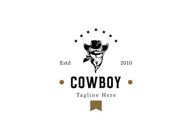 Vetor modelo de design de logotipo vintage retrô texas cowboy