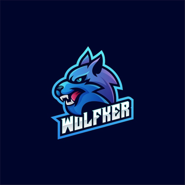 Modelo de design de logotipo wolf esport