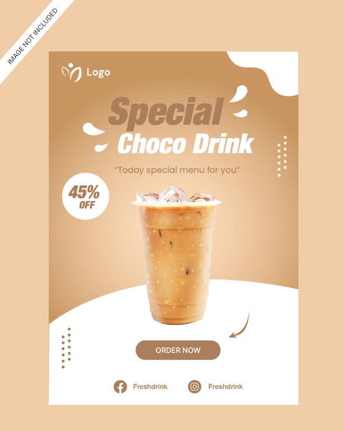 modelo de design de loja de promoção de cartaz de bebida de chocolate