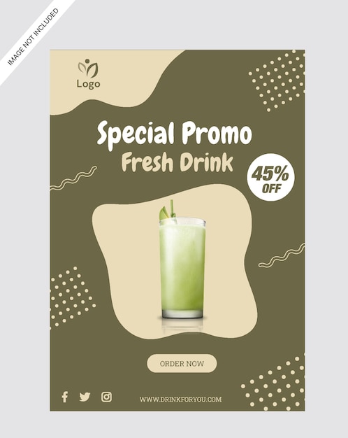 Vetor modelo de design de loja de promoção de cartaz de bebida matcha