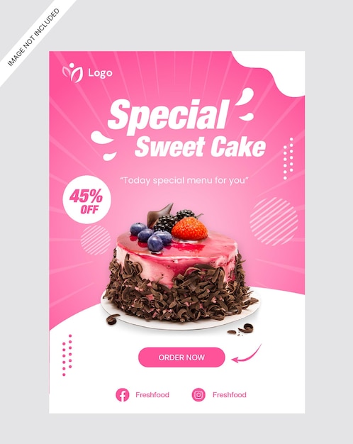 modelo de design de loja de promoção de cartaz de flyer de bolo
