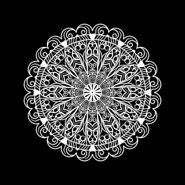 Modelo de design de mandala com fundo preto