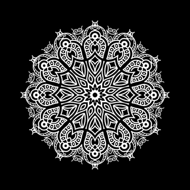 Modelo de design de mandala com fundo preto