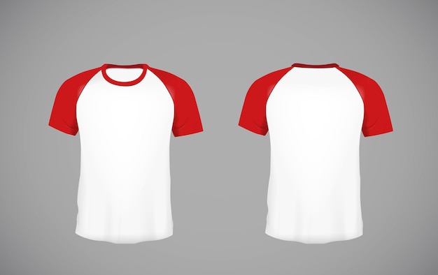 Vetor modelo de design de maquete vermelha de camisa de beisebol de manga curta masculina slimfitting para branding