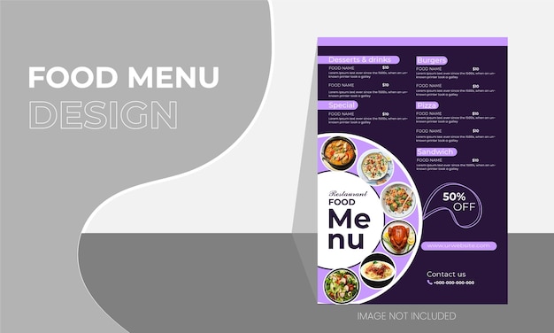 Vetor modelo de design de menu de alimentos com gradiente vetorial criativo modelo de menu de restaurante de alimentos