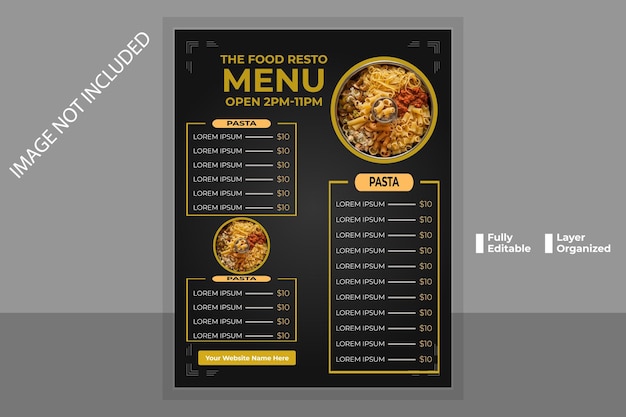 Modelo de design de menu de alimentos Design de menu
